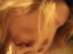 Hot blonde sucks and doggystyle fucks her bf on the bathroom floor