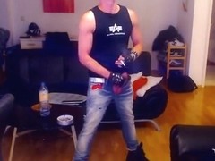 Smoke and Jerk Off in taut jeans