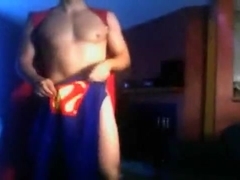 By request: Superman dresses, poses, wanks