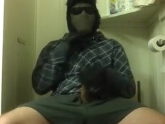 Jerk-off in hood, jacket, and gloves 9