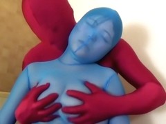 Transparent light blue zentai