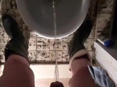 nlboots - pissing and smoking on toilet in rubber boots