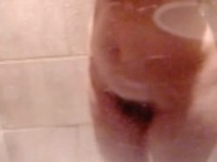 Mature ass in shower - MILF with hairy pussy and firm tits