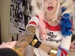 Cute Harley Quinn Cosplayer Playing With Herself...