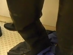 nlboots - letting my rubber catsuit down, while wearing boot