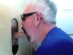 Two buddies drop by to a glory hole to be sucked by a mouth