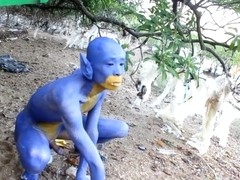 A Blue Digitmon Taking Off His Clothes / Bodypaint / Naked Body Art #1