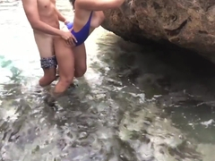 HOT WIFE with BIG TITS gets FUCKED and ORGASMS on a PUBLIC BEACH