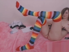 Chaussettes hautes rayees