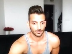 Horny romanian hunk teasing on webcam show