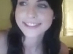 Cute dark brown hair blows her boyfriend on web camera
