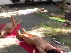 Czech nude group yoga part 1