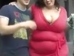 Mature fat girl with huge boobs in the group video