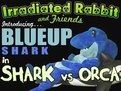 Blueup Shark in Shark vs Orca Whale fursuit inflation blowup