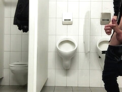 Pissing in the men's room NOT in the urinals - but first a bit of dick fun