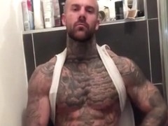 Tattooed Muscle stud showers