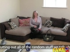 FakeAgentUK Brit girl gets spanked and fucked on couch