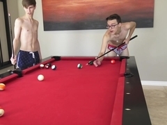 Horse hung twink Gabe Isaac fucks 8teenBoy Dustin Cook bareback on a pool table