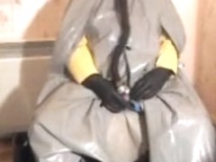 Grey oilskin/pvc cape stroke.