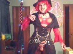 Cute crossdresser smoking