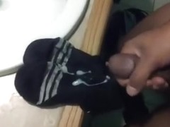 Thick cum on Adidas socks