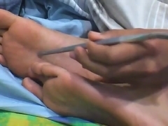 !9yr old Lukas sleepy foot tickled