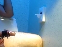 Estim on a public toilet again, bigger cumshot