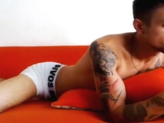 Hot Tatooed Romanian Guy Teasing On A Webcam Show