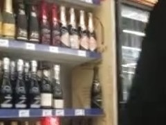 White stockings upskirt in supermarket