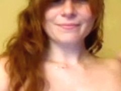 redhead legal age teenager on web camera with outstanding pantoons