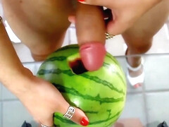 Lana CD fucks a watermelon 2