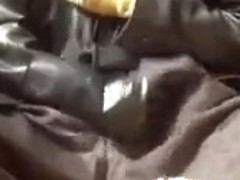 Leather coat cum