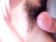 He came on wifes hairy pussy
