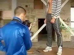 Gay hunks fuck in an abandoned building