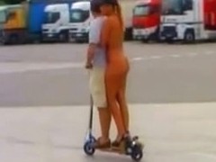 Naked French chick in a vintage public sex clip