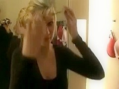 Amateur blonde girlfriend blowjob and facial in dressing room