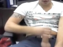 Solo dude tugs his big cock