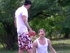 Great group sex video with twinkie guys banging outdoor