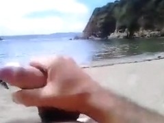Public jack off at the beach