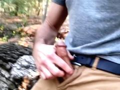 WANK in the WOODS. I jerk-off, talk and Cum in Public Again