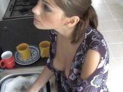 Big tits of a beautiful gal exposed in down blouse video