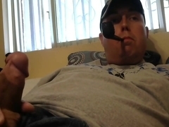 Thrill Sergeant Smoking Pipe and Masturbating to Porn