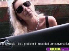 Hot blonde Alena gets a free ride from dude to Prague and gets fucked