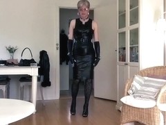 girlsy sexy tight black leather dress 4