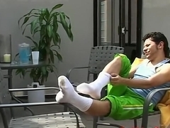 Rodrigo Shows His Feet Outdoors