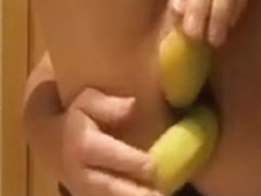 double fuck 2 bananas in my ass