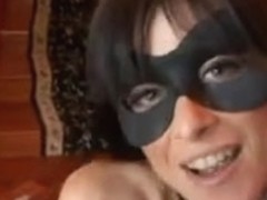 masked hotty takes double anal