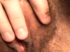 Rubbing my nice hairy cunt at home