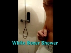 White boxer sexy shower