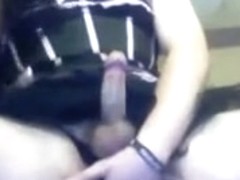 Chubby girl CD jerking and cums